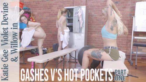 Katie Gee, Violet Devine, Willow starring in Gashes Vs Hot Pockets - GirlsOutWest (FullHD 1080p)