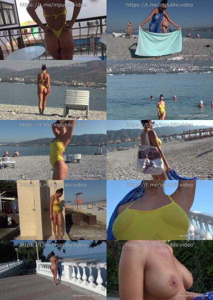 Public flashing on the beach - Naughty-Lada (FullHD 1080p)