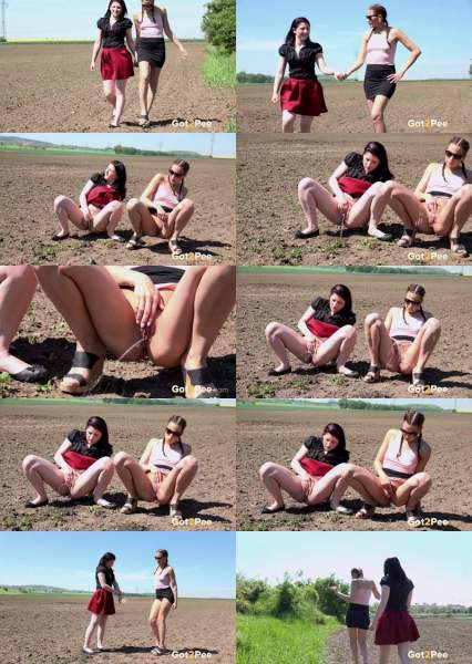 Two gorgeous girls squatting to pee outside - Got2pee (FullHD 1080p)