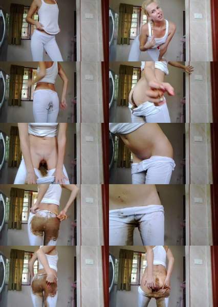 MissAnja starring in Dancing, Creamy Poo, Enema, Fart in White Leggings - ScatShop (HD 720p / Scat)