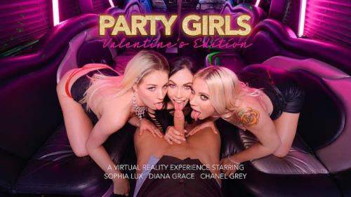 Chanel Grey, Diana Grace, Sophia Lux starring in Party Girls: Valentine's Edition - NaughtyAmericaVR (UltraHD 2K 2048p / 3D / VR)