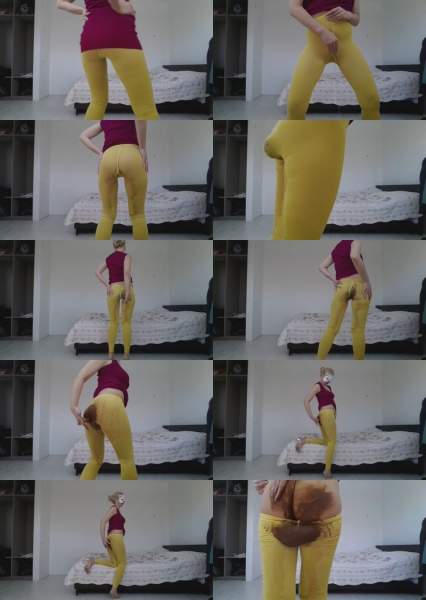 Thefartbabes starring in Yellow Tights Slap Messy - ScatShop (HD 720p / Scat)