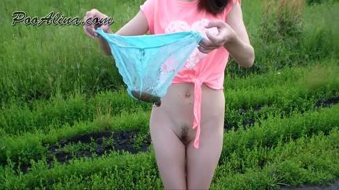 Poo Alina starring in Alina pooping in panties in nature and walking - PooAlina (HD 720p / Scat)