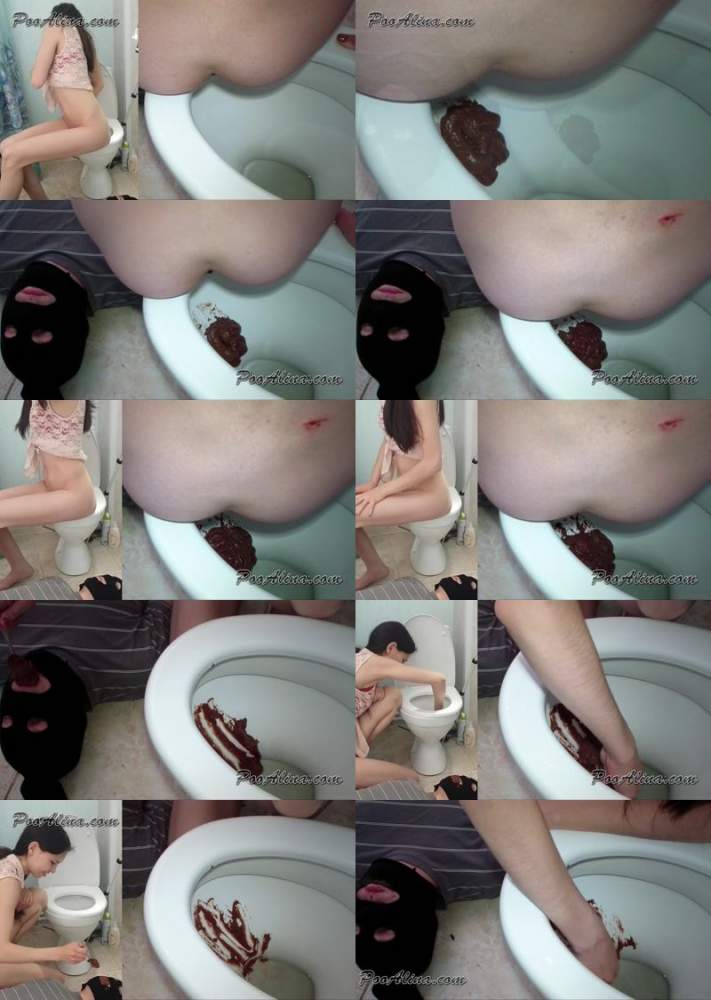 Poo Alina starring in Toilet slave swallows Alina shit from toilet - PooAlina (FullHD 1080p / Scat)