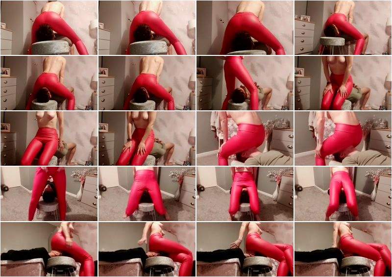 Femdom Facesitting In Red Leather Spandex Lucky Facechair Slave Gets Ass Smothered - Clips4sale (FullHD 1080p)