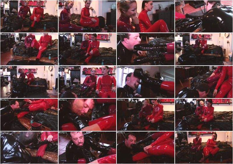 Lady Bellatrix starring in Boot Licking, Humiliation, Boot Worship - Lick Our Latex Boots - MissXi (FullHD 1080p)