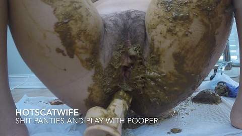 HotScatWife starring in Shit my PANTIES and Play with my POOPER - ScatShop (FullHD 1080p / Scat)