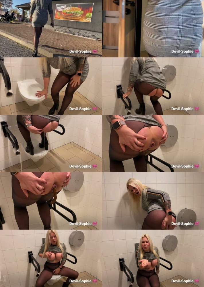 Devil Sophie, SteffiBlond starring in Fastfood piglets really messed up the fastfood toilet shit - ScatShop (UltraHD 4K 2160p / Scat)