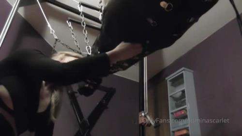 My Slave Is Tighly Bound In My Sleepsack And Suspended Face Down - DominaScarlet (SD 360p)