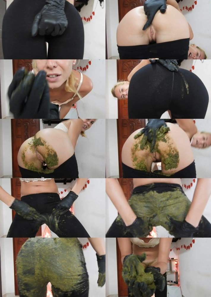 MissAnja starring in Giant Green Peas Poo In My Black Leggings - ScatShop (FullHD 1080p / Scat)