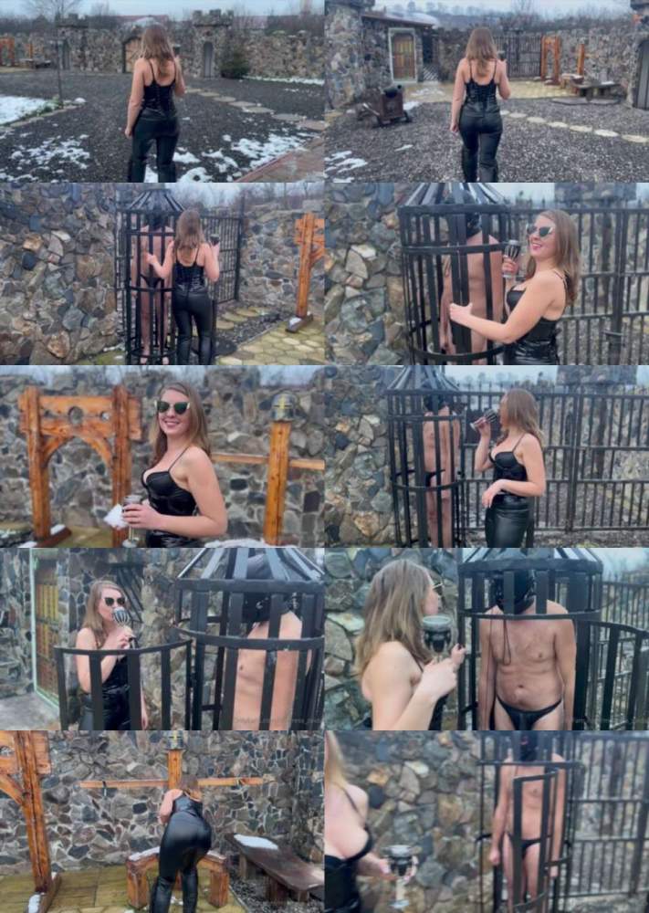 Mistress Zeida starring in Snowballing and burning the prisoner in the gibbet cage - DraculaFemdomCastle (FullHD 1080p)