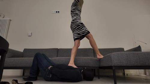 Mistress tramples stupid slave in sharp heels and then tramples him with bare feet - AvaKrass (FullHD 1080p)