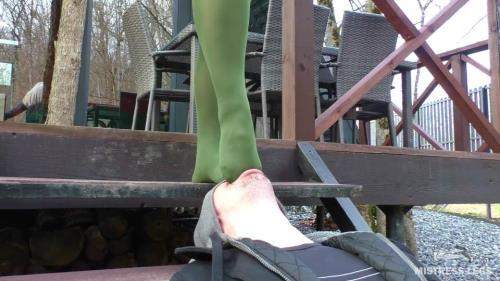 Mistress Legs starring in Gentle Foot Worship Mistress Feet In Green Pantyhose Outdoor (FullHD 1080p)